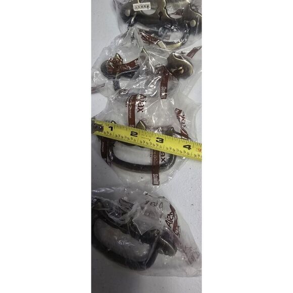 6 NOS VINTAGE BRASS AJAX FIXED BAIL BATWING DRAWER PULLS Key Hole Chippendal 4" - Picture 3 of 3